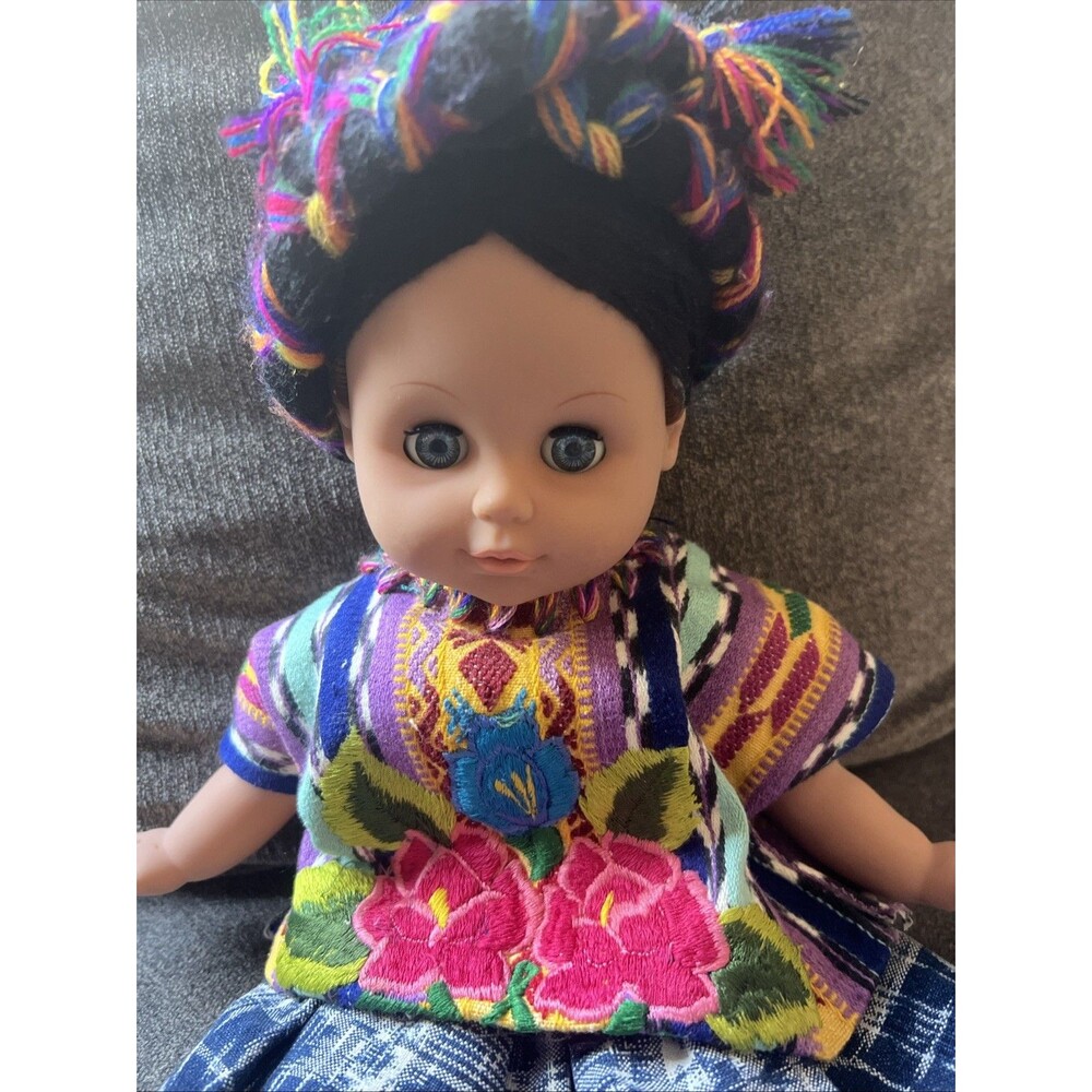 Unbranded Guatemalan Folk Art Doll Kids 12 Inch Multicolor Traditional Dress - Picture 3 of 8